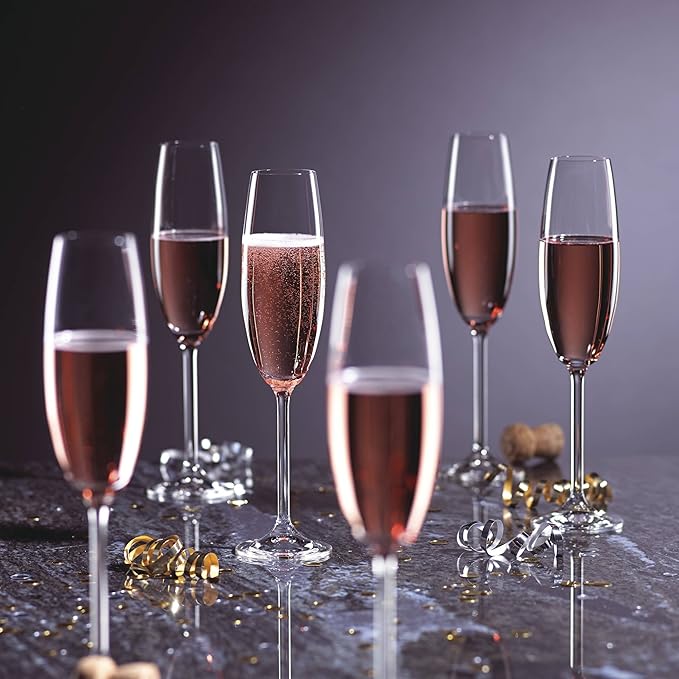 Lenox Champagne Flutes, Tuscany Classics 8 Oz Champagne Glasses Set of 6, 1.5 x 10-inch, Clear European Glass, Stemware, Dishwasher Safe, Wedding Decor, New Years, 8 Oz Flute Glasses (6-Piece)