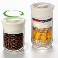 Glass Overnight Oats Containers with Lids - 2 Pack Airtight Food Storage Containers with Twist Lock, Coffee Canister, Leakproof Canning jars Wide Mouth for Chia Pudding & Yogurt, Tea