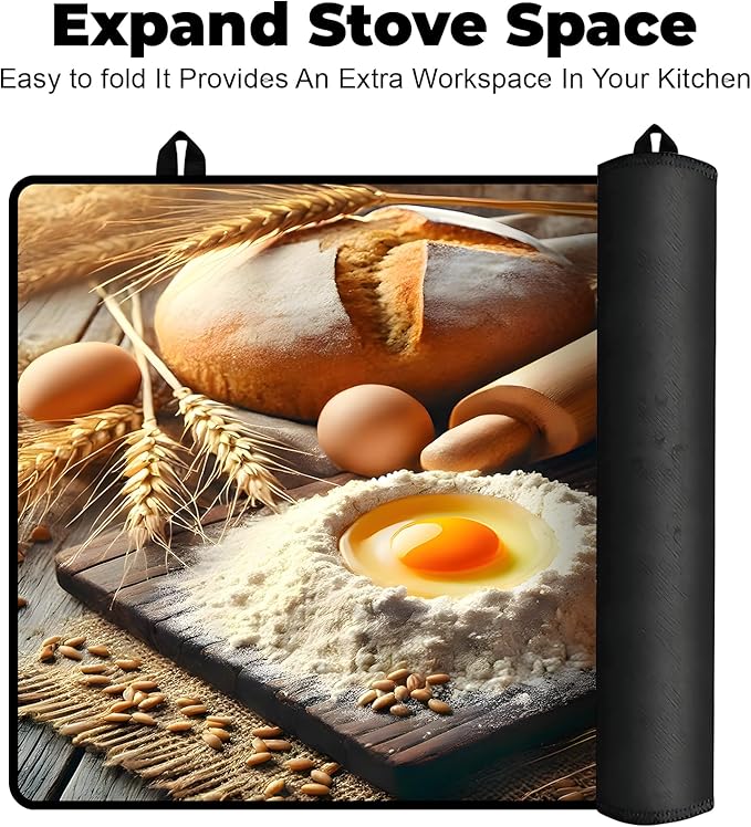 Heat-Resistant Glass Stove Top Cover with Anti-Slip Rubber Coating – Electric Stove Protector, Scratch-Resistant, Expands Counter Space, Stylish Kitchen Decor (Dessert)