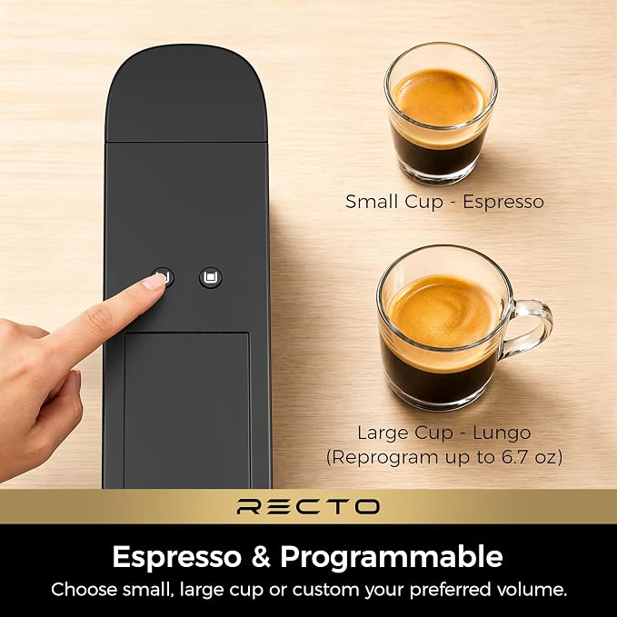 CHULUX RectoCafé Espresso Machine for Nespresso Original Capsule Pod, 20 Bar Professional Italian Pump Coffee Machine, Extra Mini Espresso Maker for Home & Office, Stainless Steel and Black