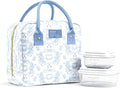 Fit & Fresh Bloomington Lunch Bag for Women - Insulated Large Lunch Box for Work with Containers, Leak-Resistant, Stain-Resistant, Zipper Closure, Blue Cupid Bows
