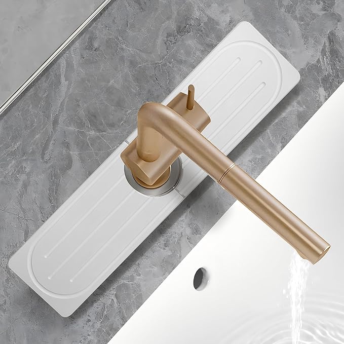 Stone Faucet Mat for Kitchen Sink, Diatomite Fast Drying Absorb Moisture Tray, Prevents Water Buildup, Durable Anti-slip Splash Guard Sink Protector (White, 15.7"x4")