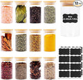 SHOWIN 8oz Glass Food Storage Jars, Glass Jars with Bamboo Lids, Kitchen Storage Jars, Set of 12, Canisters with Airtight Lids for Spice, Coffee, Cookie, Pantry Organizers