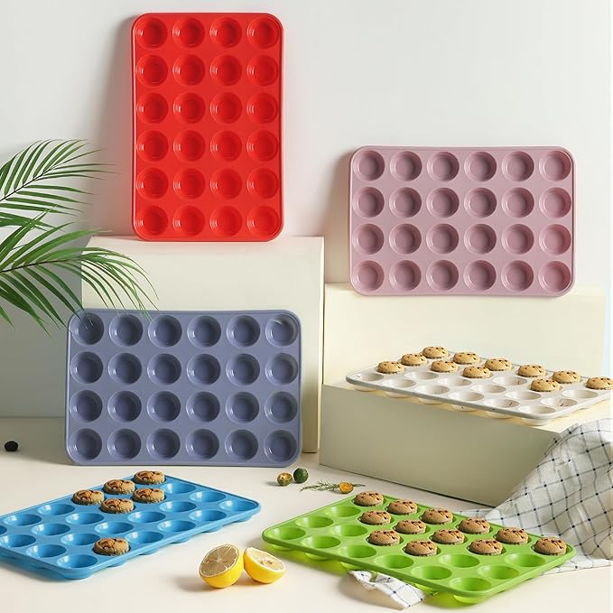 2 Pack 24 Cups Silicone Mini Muffin Pan with Metal Reinforced Frame Silicone Molds Parents Stepdad Pawpaw Who Want Nothing Everything Future Groom Bride Law Christmas Xmas Happy Birthday Gifts Ideal