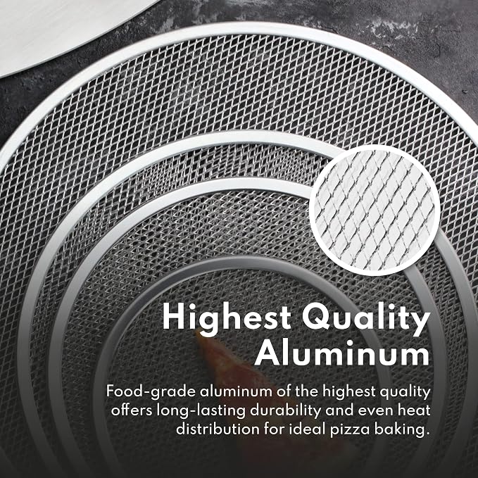 New Star Foodservice Restaurant-Grade Seamless Aluminum Pizza Baking Screen, 16 Inch, Pack of 6
