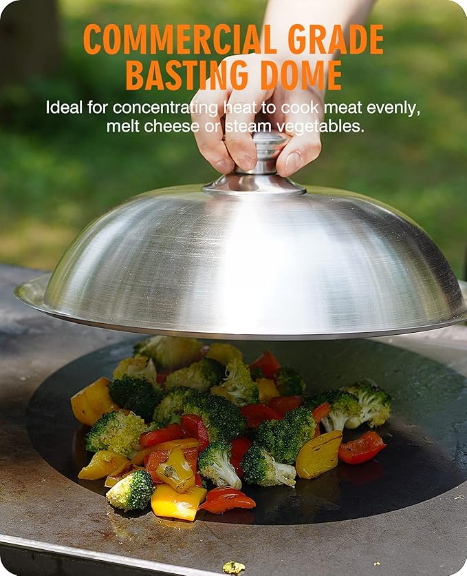 HOMENOTE Griddle Accessories for Blackstone, Commercial Grade 12 Inch Heavy Duty Melting Dome with Rectangle Cast Iron Smash Burger Press Perfect for Flat Top Hibachi Grill Indoor Outdoor