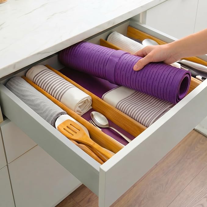 MicoYang Silicone Dish Drying Mat for Multiple Usage,Easy clean,Eco-friendly,Heat-resistant Silicone Mat for Kitchen Counter or Sink,Refrigerator or Drawer Liner Purple 2XL 24 inches x 18 inches