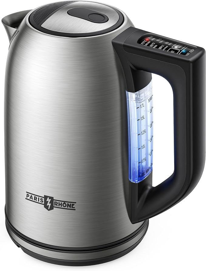 Electric Tea Kettle, 6 Precise Temperature Presets 1.7L Stainless Steel Electric Kettle Temperature Control,1500W Fast Boiling Hot Water for Oolong & Green Tea with Strix Control