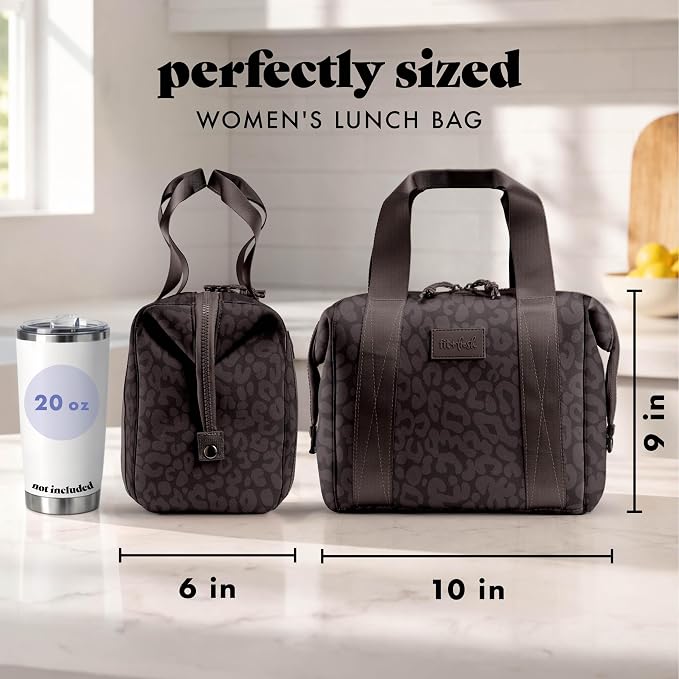 Fit & Fresh Remi Lunch Bag for Women Work – Neoprene Lunch Tote with Containers & Ice Pack, Reusable Meal Prep Lunch Box, Large Capacity, Machine Washable
