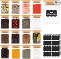 SHOWIN Glass Food Storage Jars Square 6oz, 16 Pack Glass Jars With Bamboo Lids, Kitchen Storage Containers For Spice, Candy, Cookie, Storage For Pantry Organizers