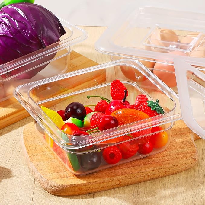 Sieral 1/6 Size Clear Food Prep Containers with Lids - Durable Polycarbonate Salad Bar Food Storage Pans for Commercial Kitchen, Restaurant, and Buffet Use