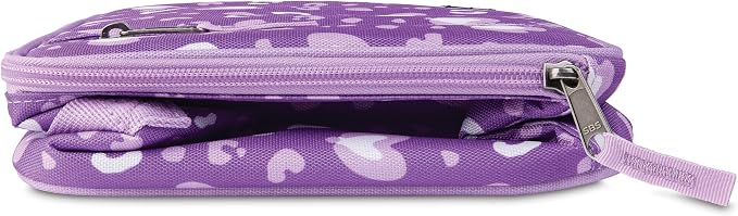 PackIt Freezable Classic Lunch Box, Leopard Hearts Purple, Built with EcoFreeze Technology, Collapsible, Reusable, Zip Closure With Front Pocket and Buckle Handle, Designed for Fresh Lunch On the Go