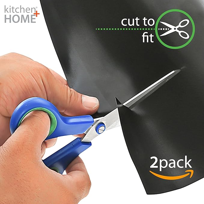 Kitchen + Home Oven Liner Set of 2 – Large Heavy Duty 100% PFOA & BPA Free – Non-stick Reusable Oven Liner for Gas, Electric & Microwave Ovens – Works as Baking Mat & Grill Mat