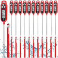 Copkim 12 Pcs Meat Food Thermometer Food with Probe Water Liquid Instant Read Digital Thermometer Kitchen Cooking Supplies for Cooking BBQ Milk Yogurt (Red)