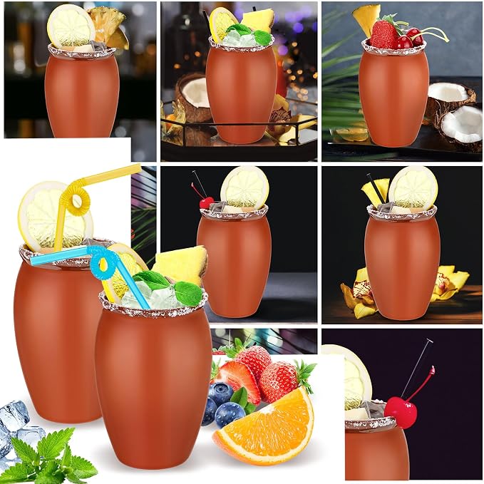 Gejoy 18 Set 20 oz Cantaritos De Barro Mexicanos Cantaritos Shooters Pottery Taco Tuesday Mexican Clay Cup Fiesta De Barro Mexicanos Cocktail Cups Cocktail Glasses for Tequila Margaritas Mojitos
