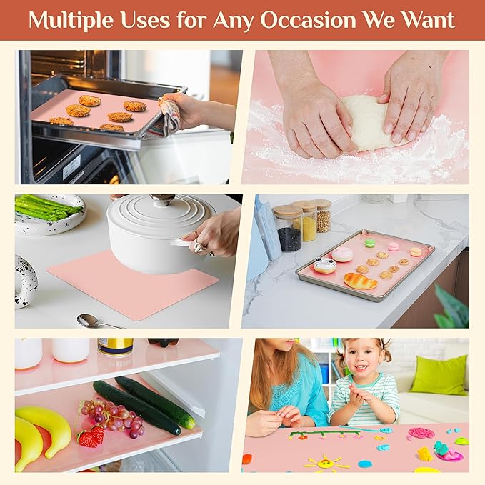 Silicone Baking Mat, 16 IN x 10 FT Free Cutting Baking Sheet, Non-Stick Reusable Dough & Pastry Mat, Non-Slip Silicone Mat Roll for Air Fryer Liner, Freeze Dryer, Oven Baking Pan, Kitchen Counter