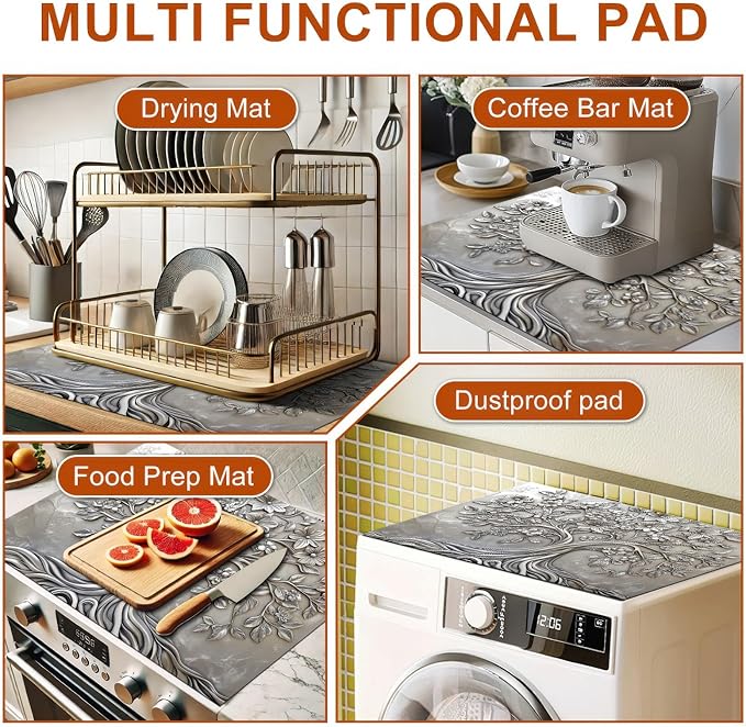 HOMETITUTE Stove Top Cover for Electric Stove 28x20 Inch Tree of Life Glass Cooktop Protector Mat Heat Resistant Decorative Kitchen Cover for Glass Range Countertop Coffee Mat