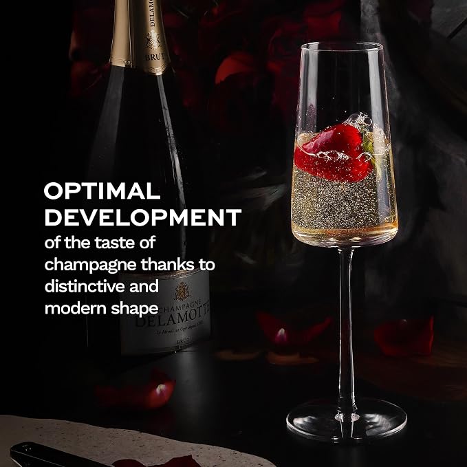 Stölzle Lausitz Champagne Glasses Power 6-Piece Set 8 oz – Elegant Flutes Ideal for Prosecco & Sparkling Wine – Elegant Crystal Champagne Glasses – Dishwasher- & Shockproof