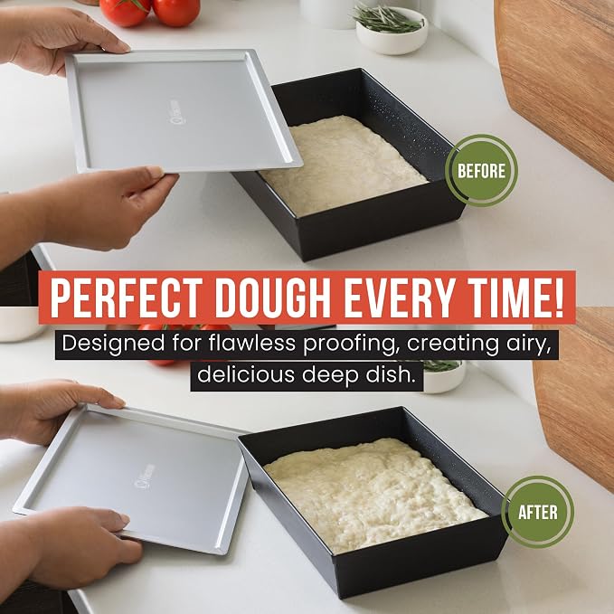 Chef Pomodoro Detroit Pizza Pan Lid, 8x10in, Anodized Aluminum, Lid Only | Lid Only, Pan Sold Separately; Fits Chef Pomodoro Detroit Pan Only; Retains Heat & Humidity, Prevents Drying, Stackable