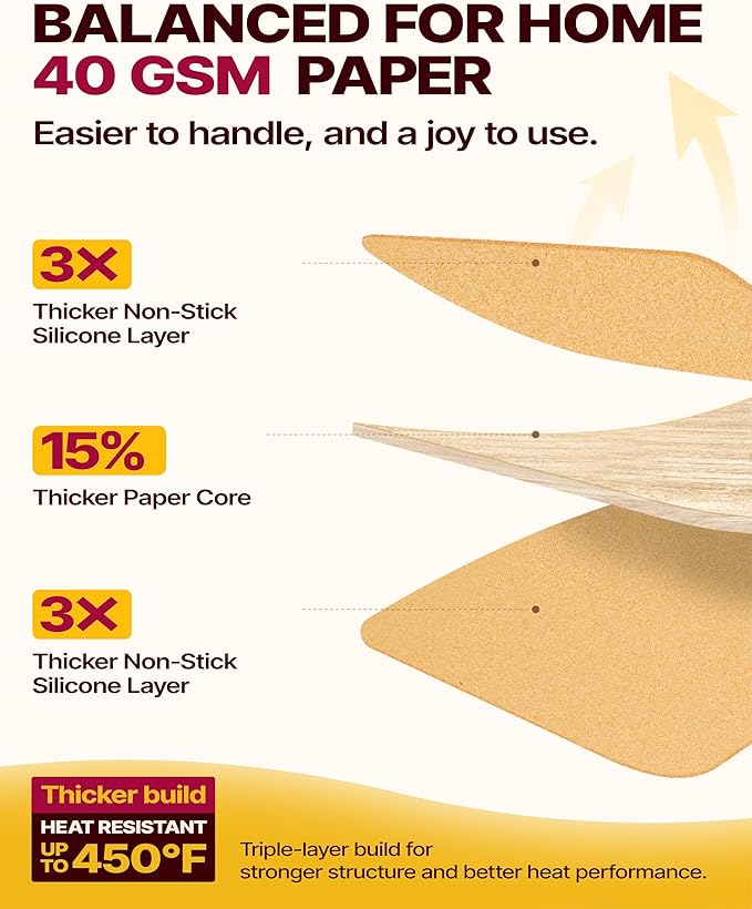 Katbite Parchment Paper Sheets 360 PCS, 12x16 Inches Precut Unbleached Baking Parchment, Non-stick, Non-toxic, Heavy Duty Flat Baking Paper for Oven, Cooking, Grilling, Air Fryer and Steaming