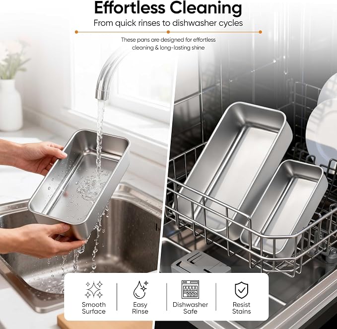 LIANYU Bread Pans Set, 16 Pack Stainless Steel Bread Loaf Pans for Baking, 9x5 Inch and 6.3x3.5 Inch Small Loaf Pans for Homemade Bread Brownies Cake, Oven Safe & Dishwasher Safe, 8 Medium+8 Small