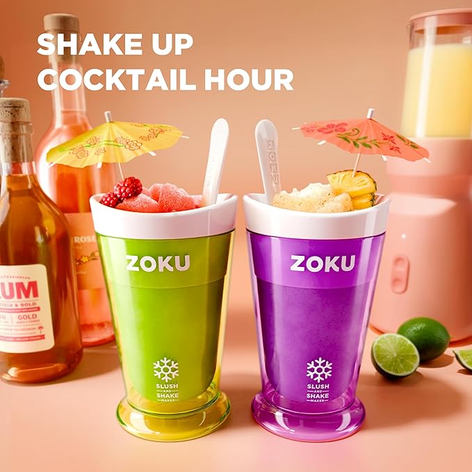 ZOKU Original Slush and Shake Maker, Compact Make and Serve Cup with Freezer Core Creates Single-Serving Smoothies, Slushies and Milkshakes in Minutes, BPA-free, Blue