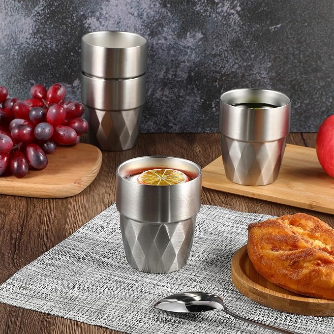 Mimorou 8 Pack 10 oz Stainless Steel Cups Pint Cup Metal Double Layer Insulated Drinking Beer Water Tumblers Camping Reusable Mugs for BBQ Home Office Outdoor Party Hot Cold Drink