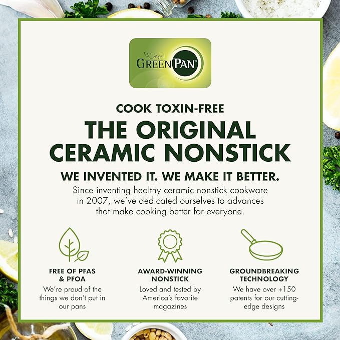 GreenPan Paris Pro Hard Anodized Healthy Ceramic Nonstick, 12" Frying Pan Skillet, PFAS-Free, Dishwasher Safe, Grey