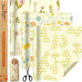 3 Rolls Beeswax Wraps for Food 13'' x 59'' Bees Wax Wraps Reusable Bees Beeswax Storage Wrap for Food Sustainable Honeycomb Floral Organic Cotton Wrap for Bread Sandwich Cheese Fruit