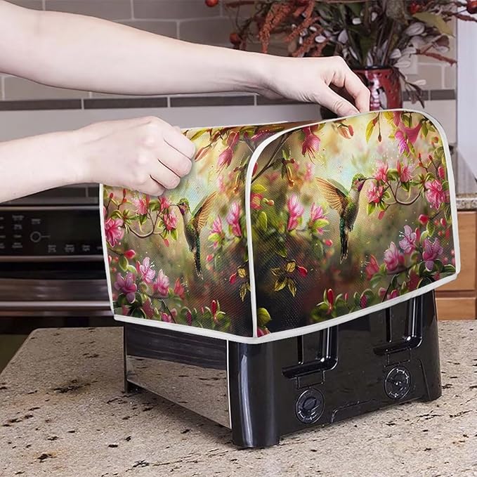 Hummingbird Dust Cover Set Washable Coffee Maker Appliance Blender Covers Flower Print Bread Maker Toaster Protection Dustproof Kitchen Accessories