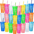 Dandat 24 Pcs Employee Appreciation Gifts Bulk 24 oz Thank You Cups Gift for Nurse Coworker Team Staff Teacher Inspirational Plastic Tumblers with Lids Straws (Bright Color)