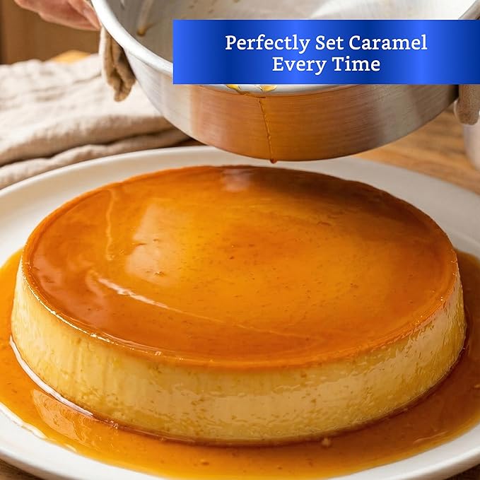 Flan Mold with Lid - Large (9.3 x 3.2 in) - Authentic Mexican Flan Pan - Flan Molds for Baking with Water Bath - Molde para Flan - Flaneras Moldes con Tapa Baño Maria