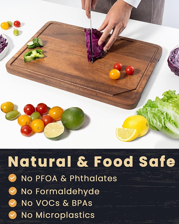 Axeman Walnut Wood Cutting Board with Juice Groove for Kitchen Countertop, Tick American Black-Walnut Wooden Chopping Board Charcuterie Board Butcher Block for Meat Vegetables, 12x8 inch