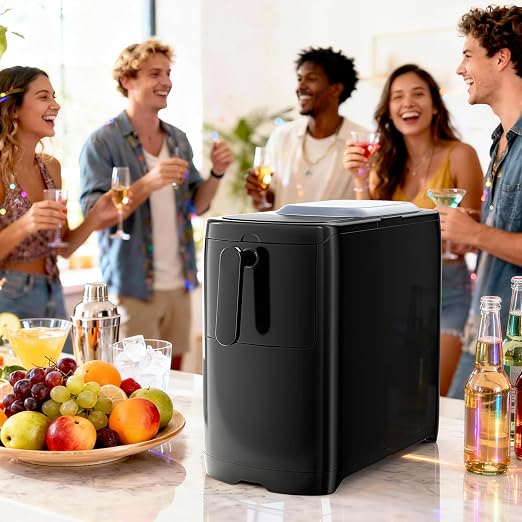Antarctic Star Portable Countertop Ice Maker with Self-Cleaning, 18Lbs/24H, One-Touch Operation, Ice Scoop for Home, Kitchen, Office(Black)