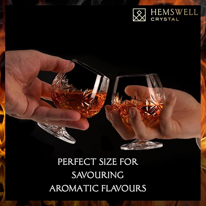 Brandy Snifter Glasses Set of 2 - Small Cognac Glasses for Scotch or Whiskey - Port Goblets - European Crystal 8.5oz - Glenrigg