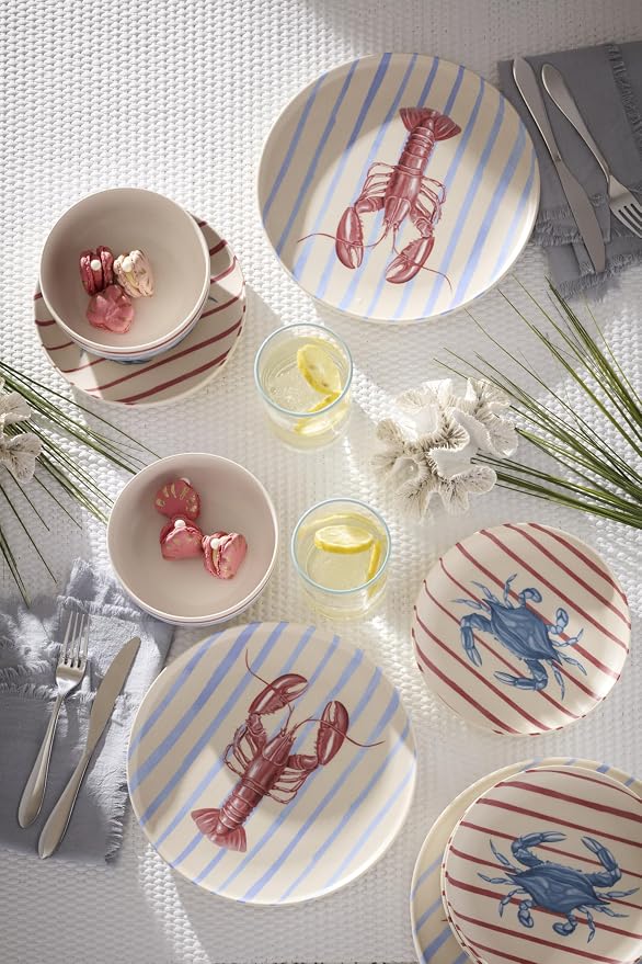 Oneida Dinnerware Sets, 24 Seven Melamine, Wharfside 12-Piece Dinnerware Set, Service For 4, Melamine Material, Dishwasher Safe, Plates And Bowls, Dinner Dishes, Kitchen And Dining(Assorted, 12 Piece)