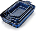 vancasso Ceramic Casserole Dishes for Oven, Reactive Glaze Bakeware Set of 4, Deep Rectangular Baking Dishes with Handles, Lasagna Pan Set, Microwave & Dishwasher Safe, Blue (9.4"/11.1"/12.2"/14.7")