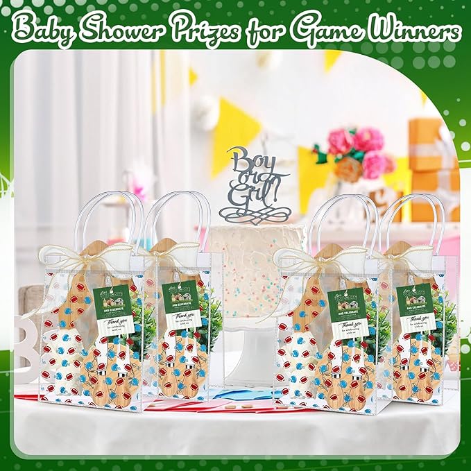 Honeydak 49 Pcs Football Baby Shower Prizes for Game Players 6 Sets Football Shaped Cheese Board Fork Knives Coasters Towel Potted Plant Thanks Card Gift Bag for Baby Bridal Shower Favor