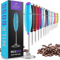 Zulay Kitchen Powerful Milk Frother Wand - Ultra Fast Handheld Drink Mixer - Electric Whisk Foam Maker for Coffee, Lattes, Cappuccino, Matcha & Creamer - Iridescent Blue