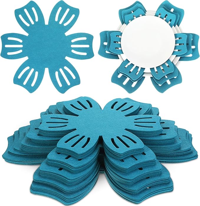 Nuogo 30 Pieces Pan Pot Protectors for Stacking 5 Different Size Max 16" Felt Pan Liners Protector Pad Anti Slip for Protecting and Dividers Stacking Separators(Teal)