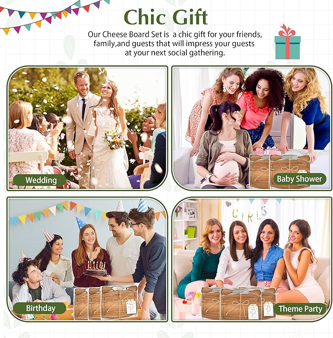 12 Set Baby Shower Prizes For Game Winners Adults,Bridal Shower Gifts,Thank You Gift Bulk,Acacia Mini Cheese Boards Charcuterie Boards with Knives Forks
