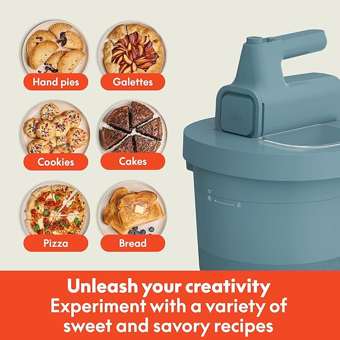 bella 3.5 Qt Hand & Stand Mixer, 2 in 1 Electric Mixer with Bowl, Dough Hook, Whisk & Egg Beater, Multifunctional Handheld Mixer for Baking, 200 Watt, Surf