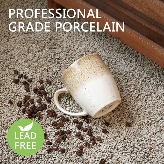 Bosmarlin Ceramic Coffee Mug Set of 4, 17 Oz, 4 Colors to Choose, Tea Cups, Dishwasher and Microwave Safe, Reactive Glaze (Brown)