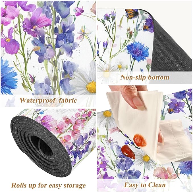 Pink Bluebonnets Daisy Trivet Table Runner Heat Resistant 230F for Hot Dishes Pots Plates Kitchen Dining Table Protector Decorative 39.37 X 11.8 Inch