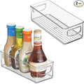iDesign Plastic Stackable Pantry Bin - Storage Bin with Handles for Cabinets or Fridge - Set of 2 - Clear