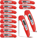 Xuhal 12 Pcs Digital Meat Thermometer with Probe Waterproof Instant Read Foldable Food Thermometer with Magnet for Kitchen Grilling Cooking Turkey Baking BBQ(Red)
