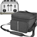 Storage Shoulder Bag Compatible with Most 4-slice Toasters, Toaster Portable Storage Bag with zipper for Most 4-slice Toasters and Extra Accessories (Dark Grey)