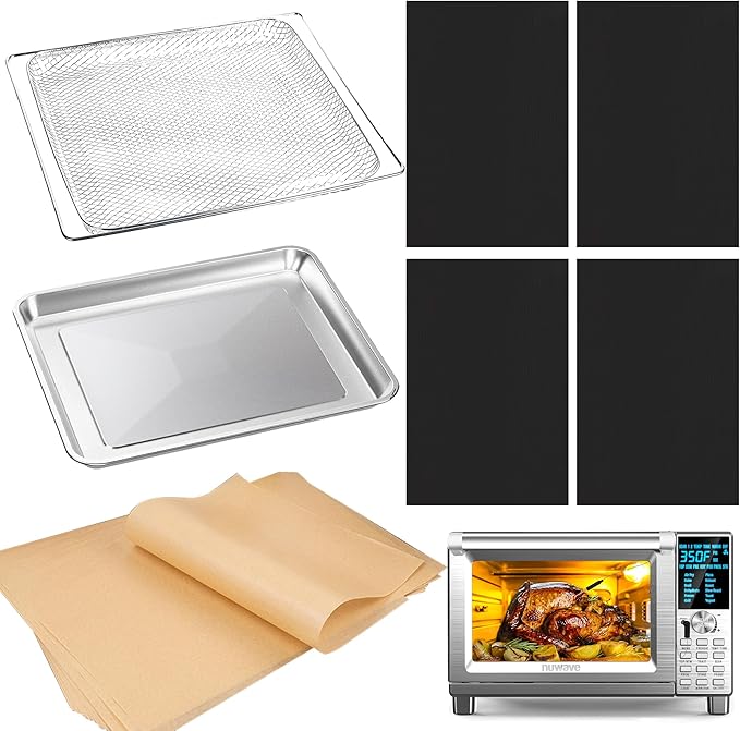 Air Fryer Accessories Compatible with Nuwave Bravo Air Fryer Toaster, Baking Set with Air Fryer Basket Baking Pan Parchment Paper Disposable Airfryer Liner