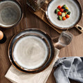 Melamine Dinnerware Set, 12 Pcs Dishware Sets, Plate and Bowl Set Service for 4, Lightweight and Unbreakable Dinnerware Sets for Camping, Great for RV, Dishwasher Safe, Sahara Beige and Blue