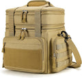 Gafetrey Tactical Lunch Box for Men, Insulated Lunch Bag Adult, Thermal Lunchbox Leakproof Waterproof Cooler Bag, Dual Compartment Lunch tote, Large Lunch Pail for Work Office Travel(Khaki) 15L